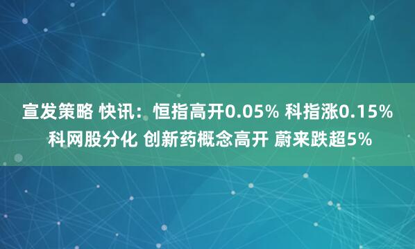 宣发策略 快讯：恒指高开0.05% 科指涨0.15% 科网股分化 创新药概念高开 蔚来跌超5%