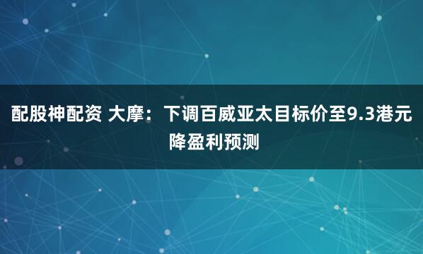 配股神配资 大摩：下调百威亚太目标价至9.3港元 降盈利预测
